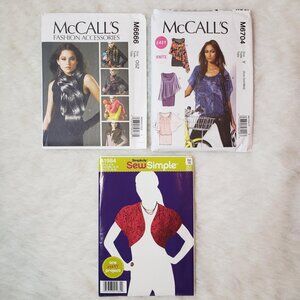 3 NEW Uncut McCall's Women's Top Dress Bolero Scarf Accessories Sewing Patterns